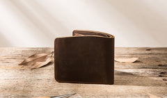 Coffee Cool Leather Mens Small Wallet Bifold Vintage Slim billfold Wallet for Men - iwalletsmen