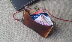 Vintage Leather Mens Slim Front Pocket Bifold Small Wallets Card Wallet for Men - iwalletsmen