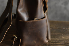 Handmade Leather Mens Cool Backpack Sling Bag Large Travel Bag Hiking Bag for men