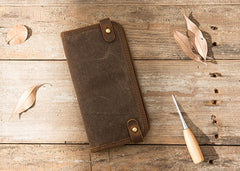 Cool Canvas Leather Mens Bifold Long Wallet Long Wallet for Men - iwalletsmen