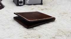 Leather Mens Slim Front Pocket Bifold Small Wallets License Wallet for Men - iwalletsmen