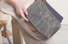 Cool Canvas Leather Mens Large Clutch Wallet Zipper Wristlet Bag Purse for Men - iwalletsmen