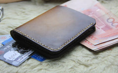 Vintage Leather Brown Mens Slim Small Wallet Leather Bifold Wallets for Men - iwalletsmen