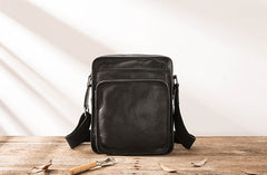 Cool Black Small Leather Mens Shoulder Bags Messengers Bag for Men - iwalletsmen
