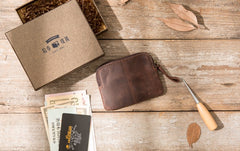 Leather Mens Coin Holders Slim Front Pocket Wallet Change Wallet for Men - iwalletsmen