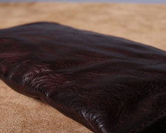 Handmade Genuine Leather Mens Cool Biker Chain Wallet Long Leather Wallet Slim Clutch Wristlet Wallet for Men