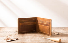 Vintage Leather Mens Small Wallets Bifold Slim Front Pocket Wallet for Men - iwalletsmen