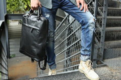 Black Leather Mens Backpack Travel Backpack Laptop Backpack for men - iwalletsmen