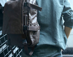 Cool Coffee Mens Leather Backpack Travel Backpacks Laptop Backpack for men - iwalletsmen