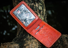 Handmade Leather License Wallet Tooled Mens billfold Wallet Cool Leather Wallet Slim Wallet for Men