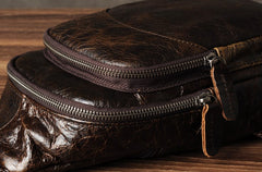 Genuine Leather Mens Cool Chest Bag Sling Bag Crossbody Bag Travel Bag Hiking Bag for men