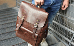 Cool Leather Mens Backpacks Travel Backpack Vintage Laptop Backpack for men - iwalletsmen