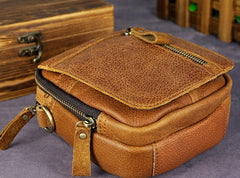 Mens Leather Small Belt Pouch Side Bag Holster Belt Case Waist Pouch for Men - iwalletsmen