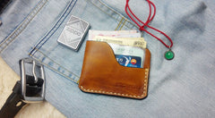 Brown Leather Mens Slim Front Pocket Wallets Leather Cards Wallet for Men - iwalletsmen