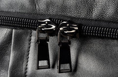 Genuine Leather Mens Cool Backpack Sling Bag Large Black Travel Bag Hiking Bag for men