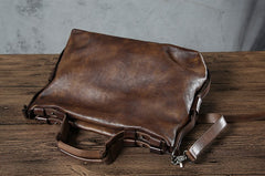 Handmade Leather Mens Cool Messenger Bag Briefcase Work Bag Business Bag Laptop Bag for men