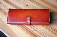 Handmade Leather Mens Long Trifold Wallet Vintage Cool Long Wallet for Men - iwalletsmen