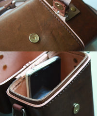 Handmade Leather Mens Small Box Bag Shoulder Bag Messenger Bag for Men - iwalletsmen