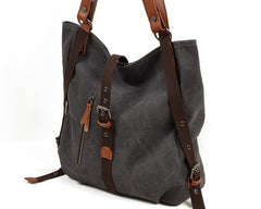 Mens Waxed Canvas Leather Tote Bag Canvas Handbag Canvas Shoulder Bag for Men - iwalletsmen