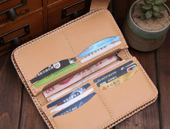 Handmade Mens Cool Tooled Floral Leather Chain Wallet Biker Trucker Wallet with Chain