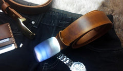 Handmade Vintage Brown Leather Mens Belt Leather Belt for Men - iwalletsmen