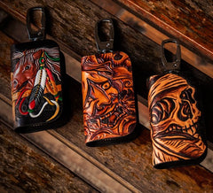 Handmade Leather Biker Mens Cool Car Key Wallet Coin Wallet Pouch Car KeyChain for Men