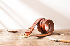 Handmade Cool Braided Leather Mens Belt Leather Belt for Men - iwalletsmen