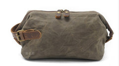 Cool Canvas Leather Mens Zipper Wristlet Bag Vintage Clutch Zipper Bag for Men - iwalletsmen