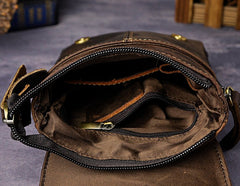 Mens Leather Small Side Bag COURIER BAGs Waist Pouch Holster Belt Case Belt Pouch for Men - iwalletsmen