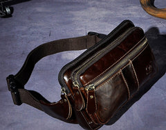 Cool Leather Mens Fanny Pack Waist Bag Hip Pack Belt Bag Bumbag for Men - iwalletsmen