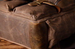 Oil Wax Canvas Mens Cool Backpack Sling Bag Large Sport Bag Travel Bag Hiking Bag for men