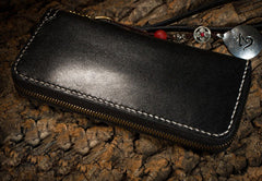 Handmade Leather Carp Mens Chain Biker Wallet Cool Leather Wallet Long Phone Wallets for Men - iwalletsmen