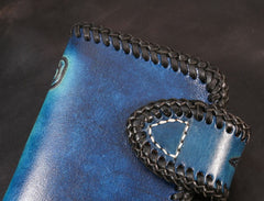 Handmade Leather Skull Punk Mens Chain Biker Wallet Cool Leather Wallet Long Wallets for Men