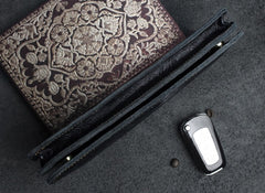 Handmade Leather Floral Mens Cool Travel Long Wallet Card Holder Card Slim Clutch Wallets for Men
