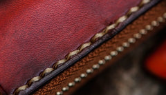 Handmade Leather Tibetan Mens Chain Biker Wallet Cool Leather Wallet Long Clutch Wallets for Men