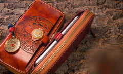 Handmade Leather Mens Chain Biker Wallet Cool Leather Wallet Long Phone Wallets for Men - iwalletsmen