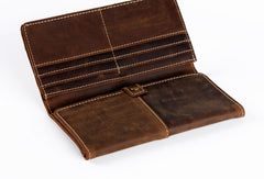 Vintage Leather Long Wallets for men Trifold Men Long Wallet - iwalletsmen