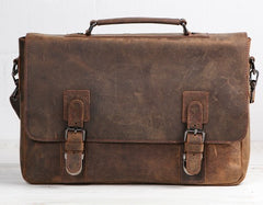 Vintage Coffee Leather Mens Briefcase Work Bag Laptop Bag Business Bag for Men - iwalletsmen