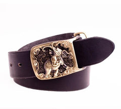 Handmade Genuine Leather Punk Rock Elephant Mens Cool Men Biker Trucker Leather Belt