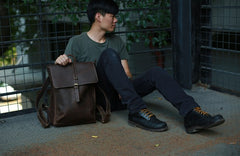 Leather Coffee Mens Backpack Cool Travel Backpacks Laptop Backpack for men - iwalletsmen