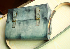 Handmade Vintage Leather Mens Messenger Bags Gray Shoulder Bag for Men - iwalletsmen