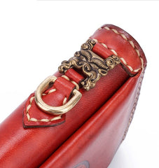 Handmade Leather Mens Chain Biker Wallet Cool Leather Wallet Long Phone Wallets for Men