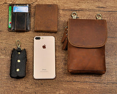 Mens Leather Small Belt Pouch Side Bag Waist Pouch Holster Belt Cases for Men - iwalletsmen