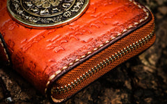 Handmade Leather Tibetan Mens billfold Wallet Cool Chain Wallet Biker Wallet for Men