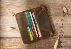 Cool Canvas Leather Mens Bifold Long Wallet Long Wallet for Men - iwalletsmen