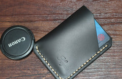 Black Leather Mens Slim Front Pocket Wallets Leather Card Wallet for Men - iwalletsmen
