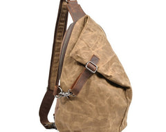 Cool Waxed Canvas Mens Sling Bag Chest Bag One Shoulder Packs for men - iwalletsmen