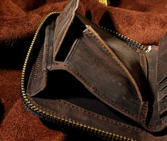 Cool Leather Mens Zipper Small Wallet Front Pocket Wallet for Men - iwalletsmen