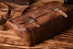 Handmade Leather Mens Cool Messenger Bag Briefcase Work Bag Business Bag for men