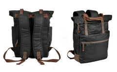 Waxed Canvas Leather Mens Backpack Canvas Travel Backpack Canvas School Backpack for Men - iwalletsmen